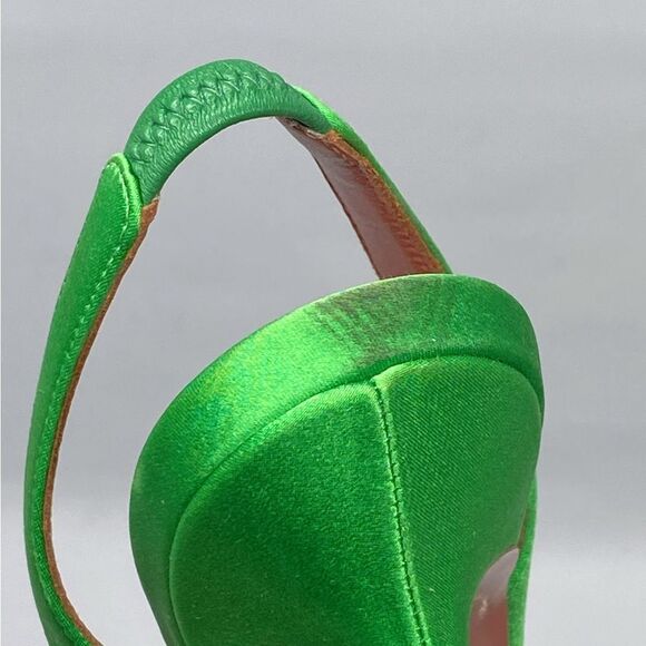 Amina Muaddi  Begum 95MM Satin & Crystal-Adorned Slingback Pumps size 37.5 - Picture 11 of 14
